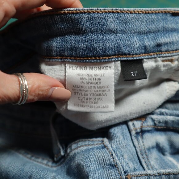 Flying Monkey High Rise Ankle Jeans Womens 27 Blue Boho Streetwear Retro Vintage - Picture 3 of 11